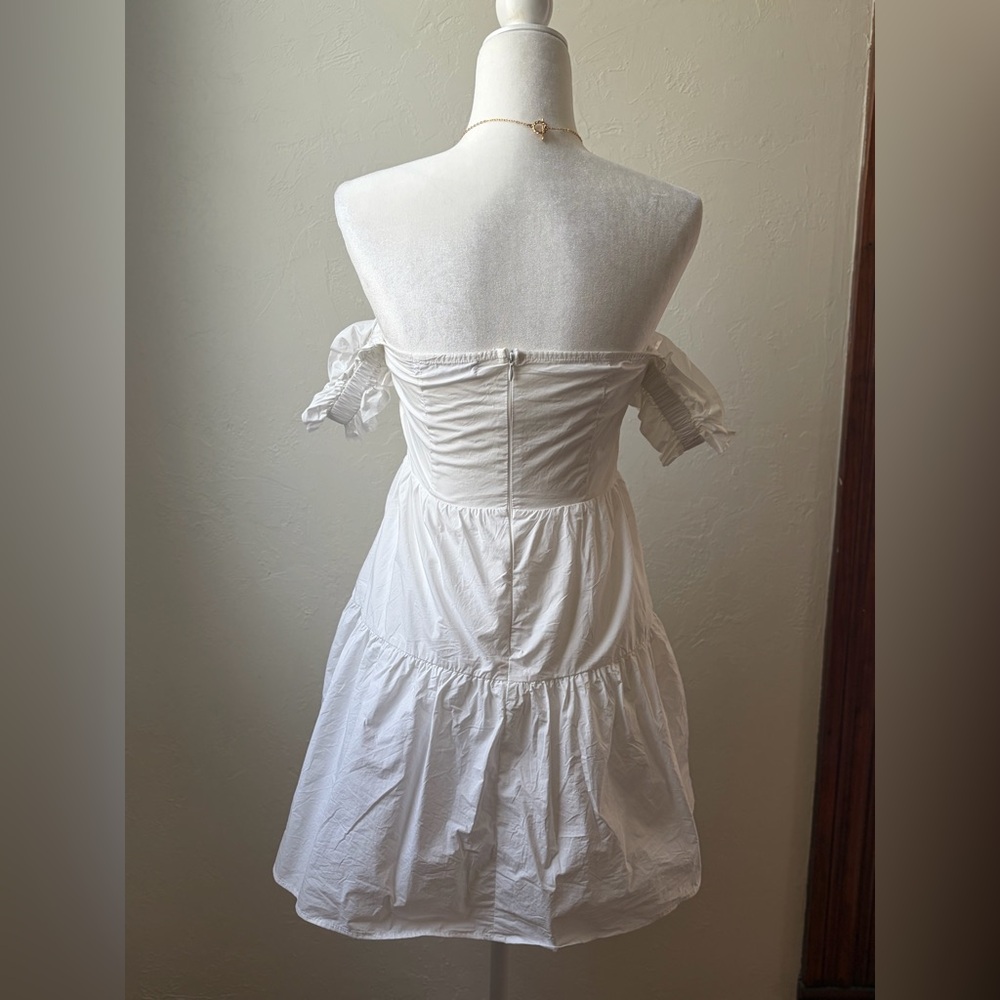 Nectar White Cotton Milkmaid Mini Dress Off Shoulder Cottagecore S - Picture 8 of 11